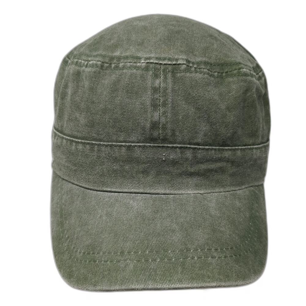 ponyflo Army Cap Green One Size Ponytail Opening Strapback Hat Cotton Washed